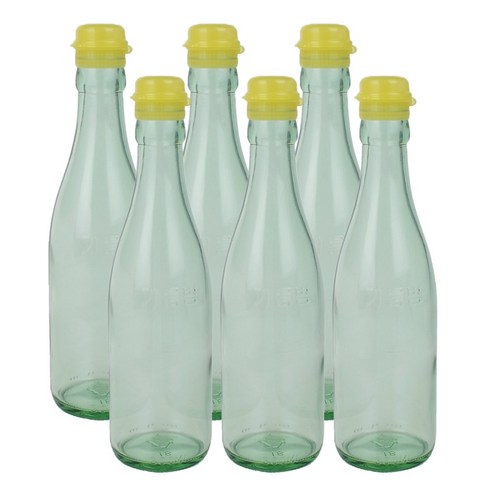 가인글로벌 청색 기름병300 유리병 참기름병 용기, 노랑, 6개, 300ml