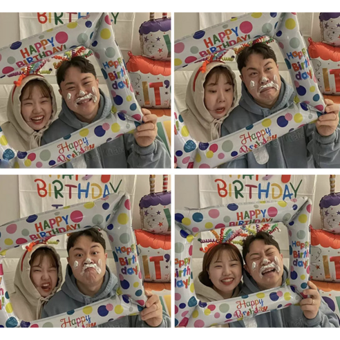 생일 액자 풍선 포토 프레임 HBD 풍선액자, 1개