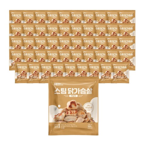 노브랜드 닭가슴살  허닭 [본사당일출고] 스팀 닭가슴살 마늘맛 100g, 50팩