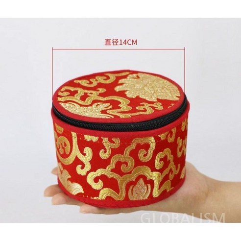 네팔 티켓 싱잉볼 명상종 케이스 씽잉볼 명상 보관함, 직경 14cm 랜덤색상