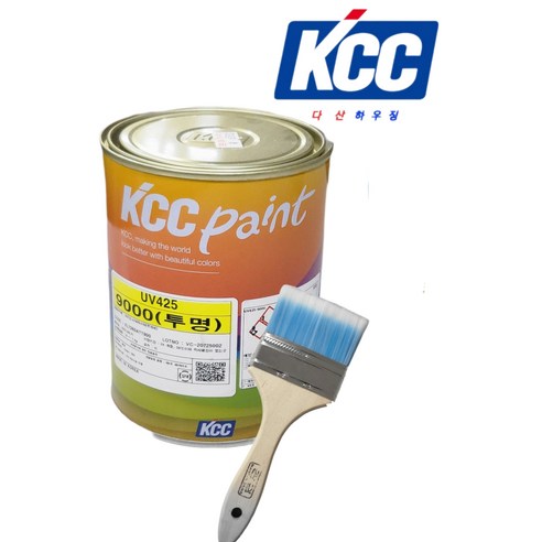 KCC 우레탄 니스 1L 투명 목재용 실내용 바니쉬 (uv425투명 유광)+PP평붓2인치 (신나 필수 구매)
