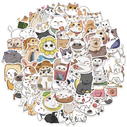 PAWITHUS 노트북 캐리어 다이어리꾸미기 스티커, 28. 일본 고양이 캐릭터 62p, 1개