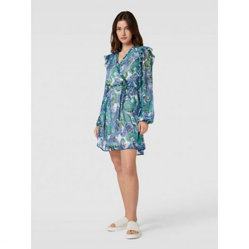 Vila 무릎길이 원피스 드레스 올오버 패턴 블루 2056213
