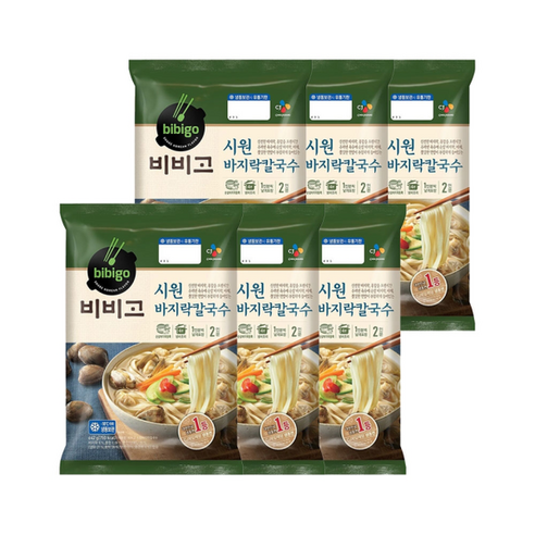 [CJ제일제당]비비고 시원바지락칼국수 2인분(642g) x6개, 1.단일상품