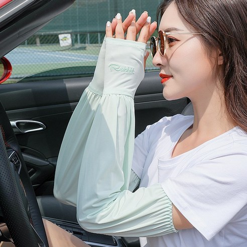 얼음 소매 자외선 차단제 UV 얼음 실크 통기성 느슨한 소매, 편지 r 녹색, 느슨한 평균 코드 [좋은 탄성]]
