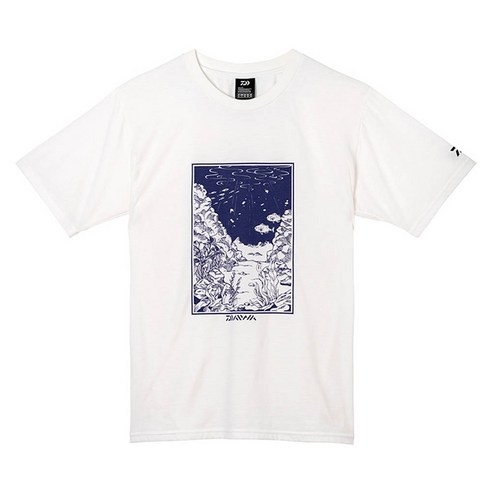 SFC 낚시복 낚시대 라운드 기능성 쿨론 반팔 티셔츠 쿨티 쿨티셔츠, S, WHITE/그린 다이와긴팔티셔츠 11 다이와 그래픽 반팔 티셔츠 DE-6722 언더워터