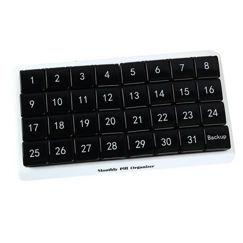 월간 알약 주최자 별도의 알약 생선 기름을 위한 작은 구획 알약 보관 상자, 11.93x6.46인치, PP 폴리프로필렌, 검은 색