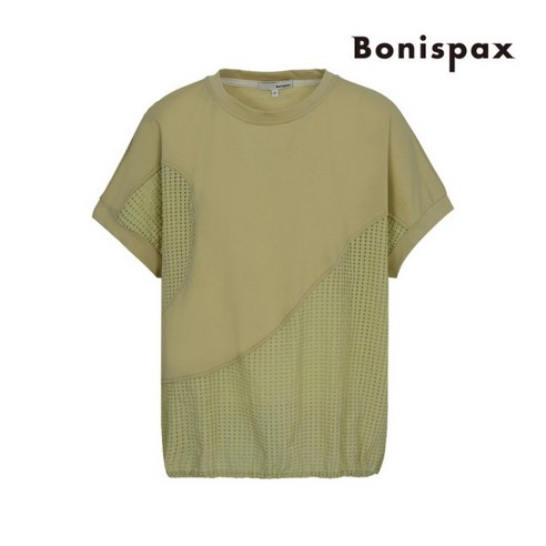 보니스팍스 보니스팍스 (본사직영)펀칭 배색 밑단 밴딩 라운드 티셔츠-BC28TS320