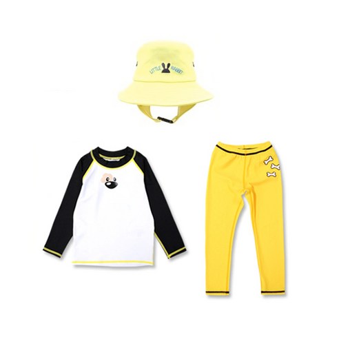 더시럽 키즈 래쉬가드 강아지상하세트 아동썬햇 UV차단 아이스모자 SET