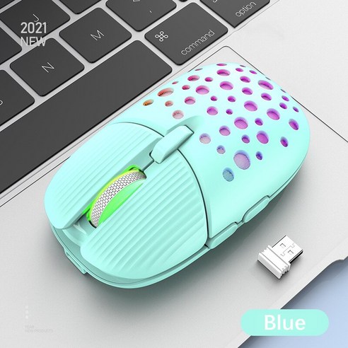 [시요] Macbook Xiaomi HP 컴퓨터 인체 공학적 매직 PC 게이머 자동 마우스 RGB 용 2.4G 무선 마우스 충전식 게임용 마우스 무선, blue, 하나