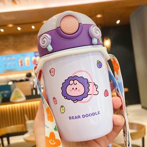 【DF】일본 미니 보온병 컵 스테인리스 귀여운 만화 휴대용 크리 에이 티브 컵, 색깔20, 단일 컵 무료 스티커