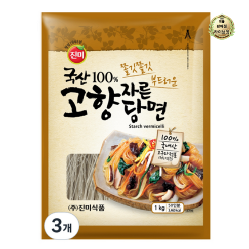 진미 국산고향자른당면, 1kg, 3개