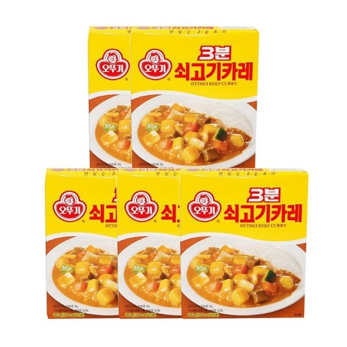 <올따옴> 오뚜기 3분 쇠고기카레 200g 5입, 5개