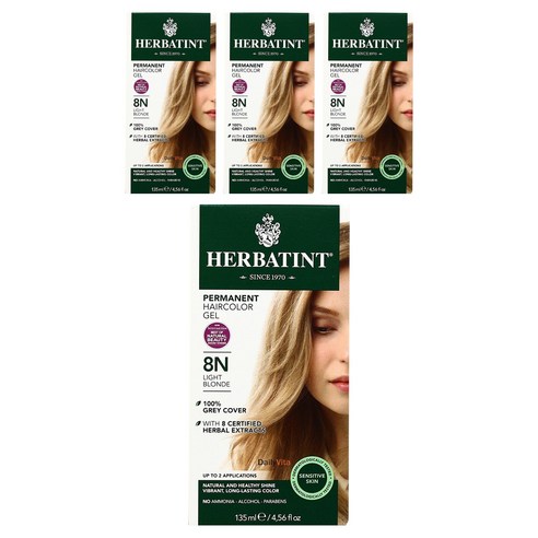 허버틴트 퍼머넌트 허벌 헤어컬러 젤 135ml, Light Blonde, 4개