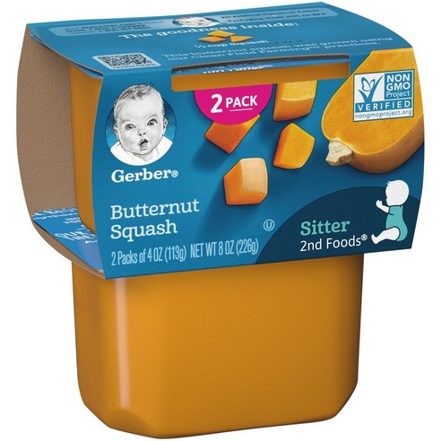 Gerber 2단계 어린이 식품 113g 2개입, 버터넛 스쿼시(Butternut Squash), 3개