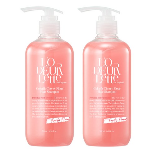 로더렛 컬러 핏 헤어 비오틴 약산성 퍼퓸 샴푸 프루티 플로럴향, 500ml, 2개