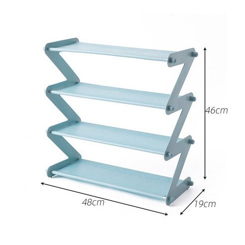 [SW] DIY 어셈블리 6 레이어 Stackable Shoe Organizer 구두 선반 구두 랙 스탠드 공간 절약 구두 행거 구두 상자 캐비닛 스토리지 랙, light blue