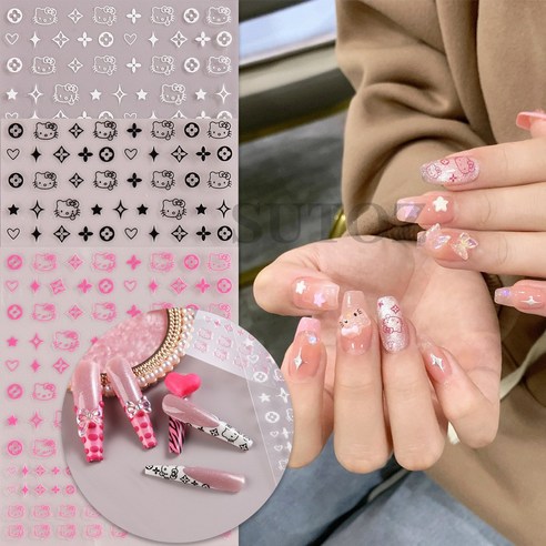 사랑스러움이 손끝에 피어나다: 헬로키티 네일 스티커 3종 세트 SO-176 리뷰 키티네일스티커