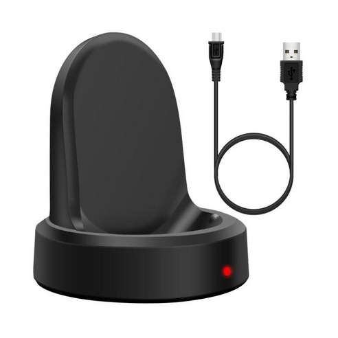 USB 전원 라인 충전기 요람 충전 도크 어댑터 기어 S3 클래식/프론티어 시계, 블랙, 플라스틱