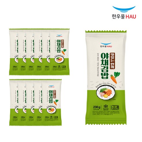 [자연맘스토리] 한우물 야채 김밥 230g x 12개, 230g, 12개 - 즉석볶음밥 | 쿠팡