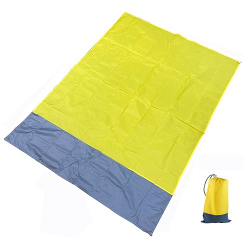 두툼한 모래사장 샌드매트 돛자리 비치 담요 sandproof 비치 매트 비치 시트 말뚝이있는 방수 모래 매트 피크닉 캠핑을위한 경량 매트 그늘막 계곡 피크닉 돗자리, Yellow, 140X200cm