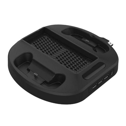 Xbox 시리즈 S 용 수직 스탠드 + 냉각 팬 컨트롤러 충전 도크 홀더, 8.5x7.7x1.2 인치, ABS, 블랙