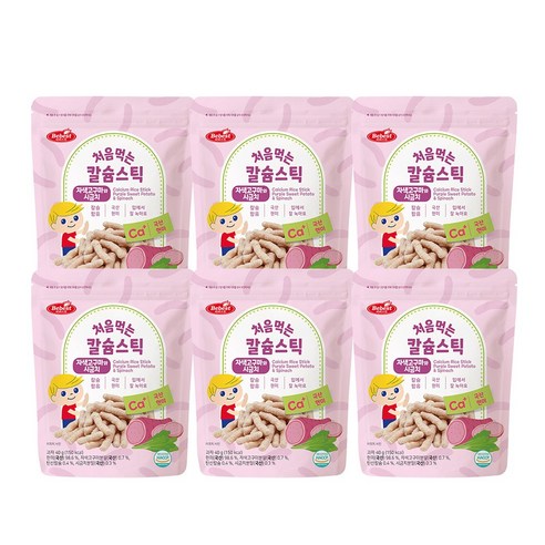 베베스트 처음먹는 칼슘 스틱 - 자색고구마와 시금치, 6개