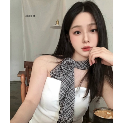 HALOPICK 장미핀 패션 아이템 쉬폰 타이 롱 스카프