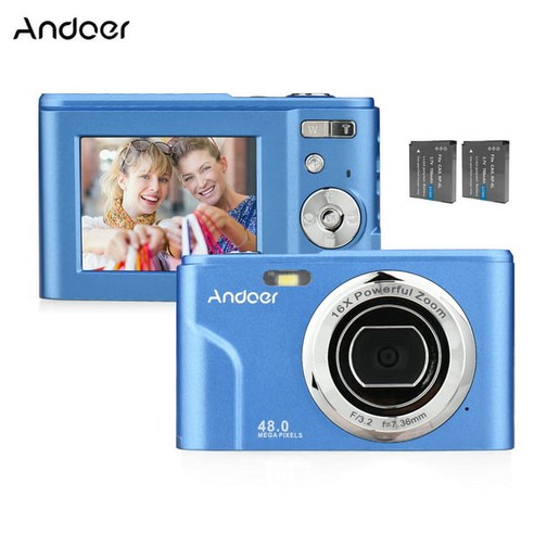 Andoer Portable Digital Camera 48MP 1080P 2.4inch IPS Screen 16X Zoom Auto Focus SelfTimer 128GB Ext, Green
