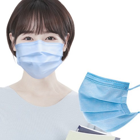 에어에이드 평면형 컬러룩 마스크 대형, 50매입, 1개, 스카이블루