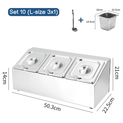 제이스트 업소용 반찬 냉장고 스테인레스 식당 셀프바 토핑 냉장 시원한 뷔페 카페, 세트 10(L-size 3x1)