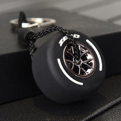 다국적 젤라틴 작은 타이어 열쇠 단추 개성 밴드 수레바퀴 양면 로고 타이어 열쇠 체인 액세서리 작은 선물, 백색