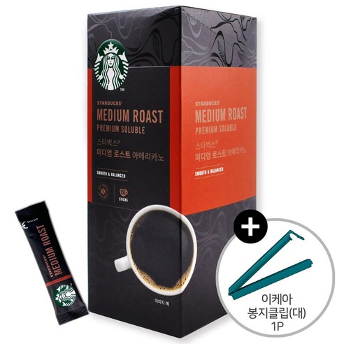 코스트코 스타벅스 미디엄 로스트 아메리카노 커피 스틱 파우더 타입 165g (1.1g x 150개) + 이케아 봉지클립(대) 1P, 150개입, 1.1g, 1개 스타벅스아메리카노