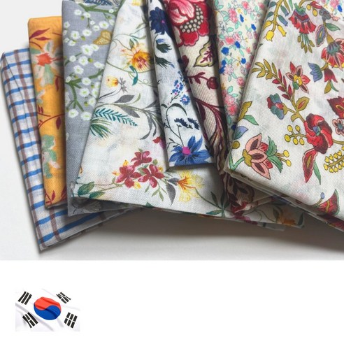 꽃무늬의 우아함으로 여성의 세련을 완성하는 메이리 면 쁘띠 스카프 손수건 세트
