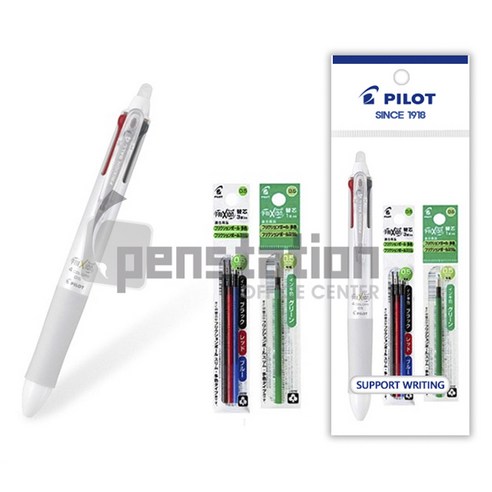 파이롯트 지워지는 다색 볼펜 프릭션4색 세트, 1개, 4색 화이트 1개+리필(녹1+혼합(흑1청1적1개)세트