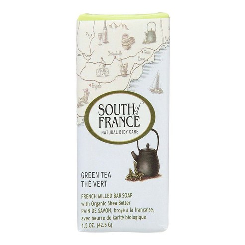 South Of France 프렌치 밀드 바 솝 With 오가닉 시어 버터, 42.5g, Green Tea
