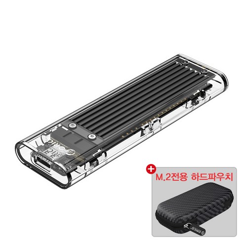 오리코 외장하드케이스 NVMe M.2 투명 슬라이드방식 C to C Gen2 케이블포함 TCM2-C3(파우치포함), 레드