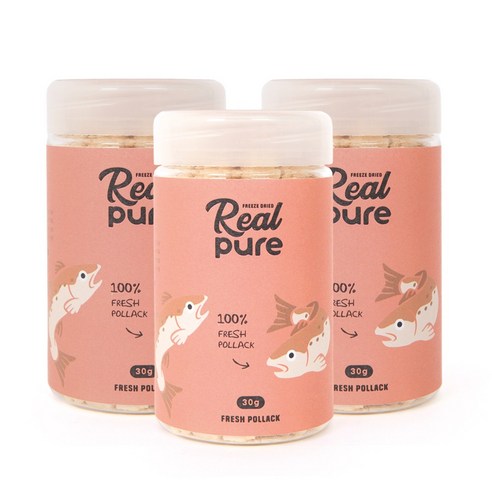 리얼퓨어FD 동결건조 고양이 간식 큐브 30g, 명태, 3개
