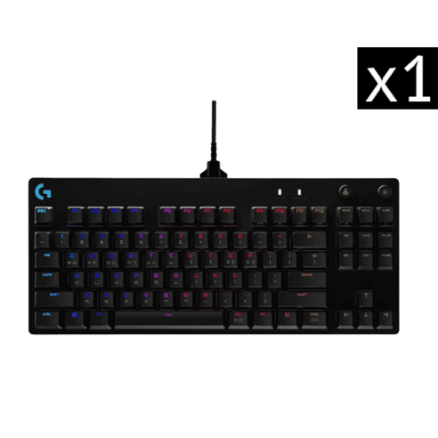 로지텍 PRO TKL GX BLUE 기계식 게이밍 유선 텐키리스 키보드, 혼합색상, YU0039, 청축