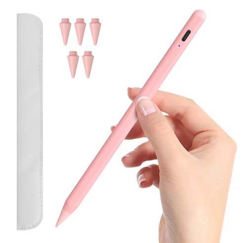 wowway 아이패드 펜슬 터치펜 애플 iPad 호환용 블루투스형 usb-c 초미세 터치플렉스펜 스마트펜, 1개, 핑크