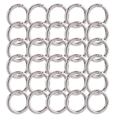 일월전빵 원터치 오픈형 오링 13mm 16mm 19mm 25mm 세트 악세사리 DIY 부자재 키링 공예 BA-J025, 30개, 실버