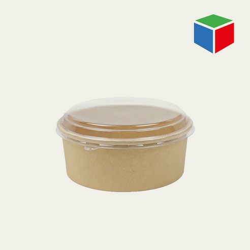종이용기 KR-1632 (원형/크라프트/PET뚜껑)-1000ml 50개, 1세트