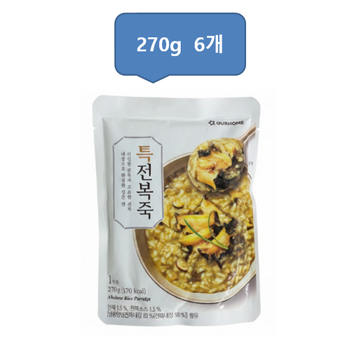 [다만세푸드] 아워홈 특전복죽270g x 6개/전복죽
