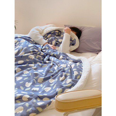 smy우유 양모 담요 두꺼운 겨울 담요 싱글 더블 레저 소파 담요 다기능 담요, smy가르시아 블루, 일반 담요 100*150Cm