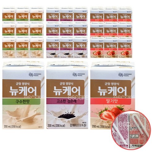 뉴케어 구수한맛 검은깨 딸기맛 3가지맛 10팩씩 30팩 일반 환자 균형 영양식, 200ml Best 5 뉴케어 구수한맛 검은깨 딸기맛 3가지맛 10팩씩 30팩 일반 환자 균형 영양식, 200ml Best 5