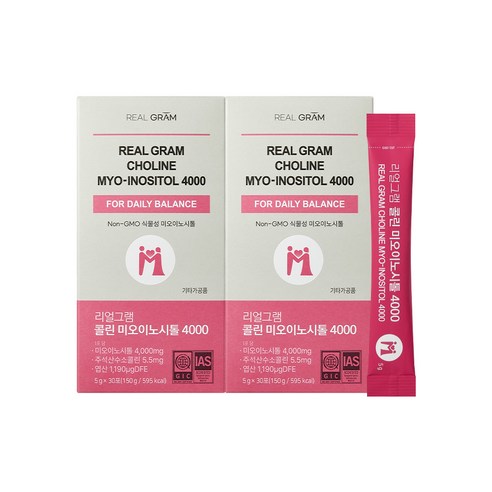 [본사직영] 리얼그램 미국산 콜린 미오이노시톨 고함량 4000mg, 2개, 150g