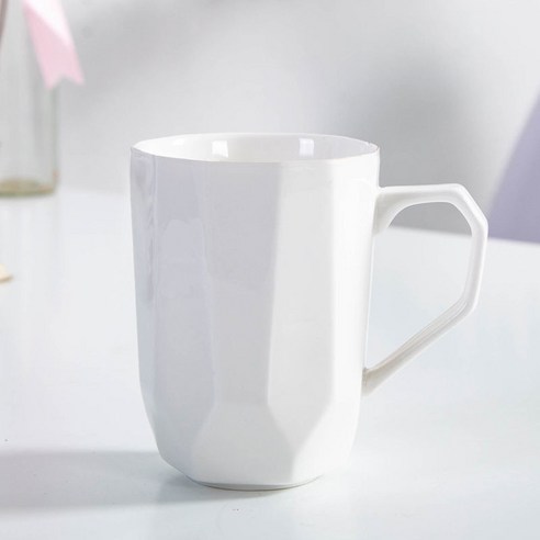 DFMEI 높은 가치의 물 컵 여성 머그잔 간단한 커피 컵 사무실 세라믹 컵 뚜껑 컵 홈, DFMEI 빈 화이트 컵 스푼이 없습니다
