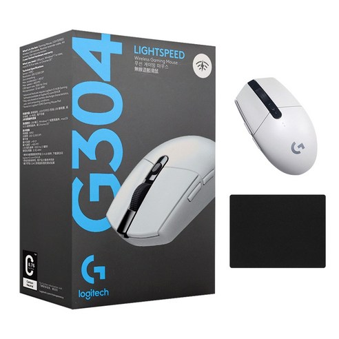 로지텍 G304 LIGHTSPEED 게이밍 무선 마우스 병행 정품박스 + 스토리링크 마우스패드, G304 (화이트) + 스링 마우스패드