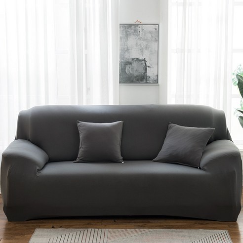 [XIG] Housmife 단색 소파 커버 거실 소파 커버 코너 소파 커버 Slipcover Chair Protector 1/2/3/4 인승, 1Pc 145-185Cm, 다크 그레이