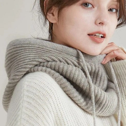 캐시미어 혼방 따뜻한 후드넥워머(남여공용), 그레이
